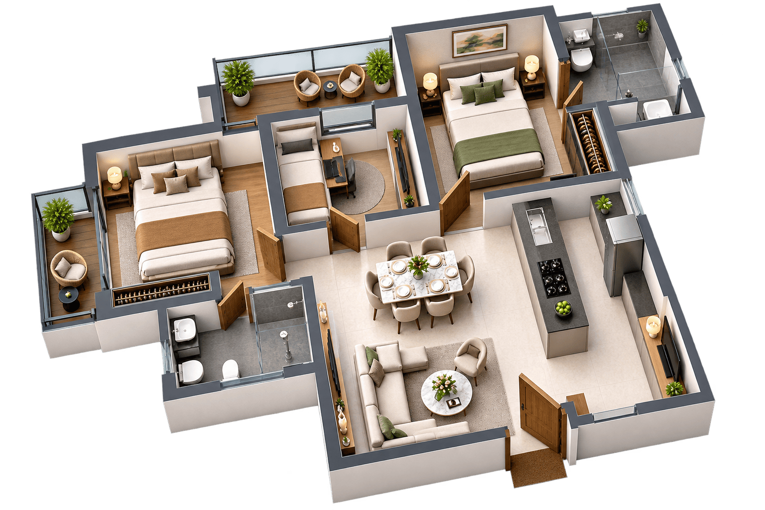 Codename LIFE 360 Dhanori 3 BHK Duplex Floor Plan Image