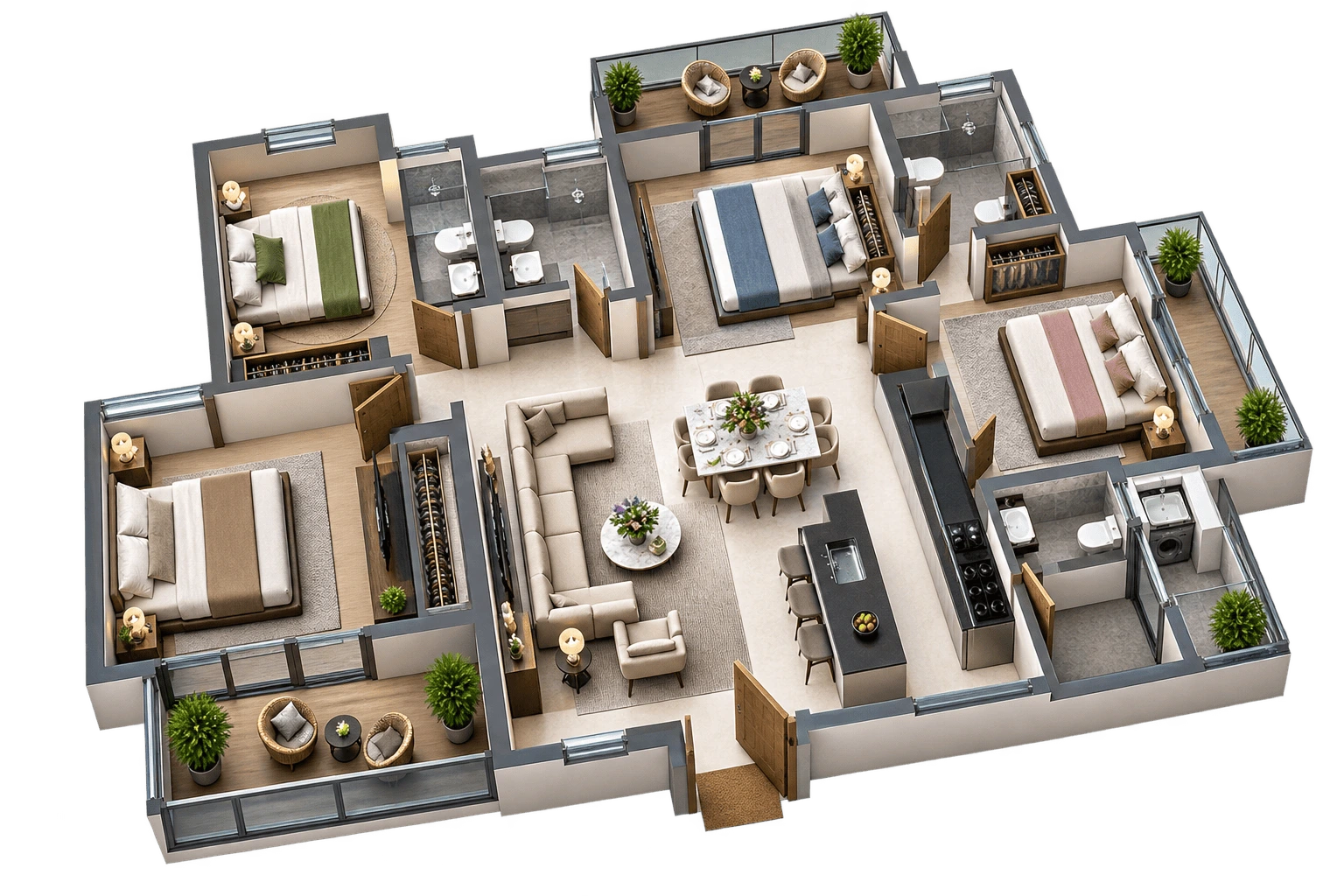 Codename LIFE 360 Dhanori 4 BHK Duplex Floor Plan Image